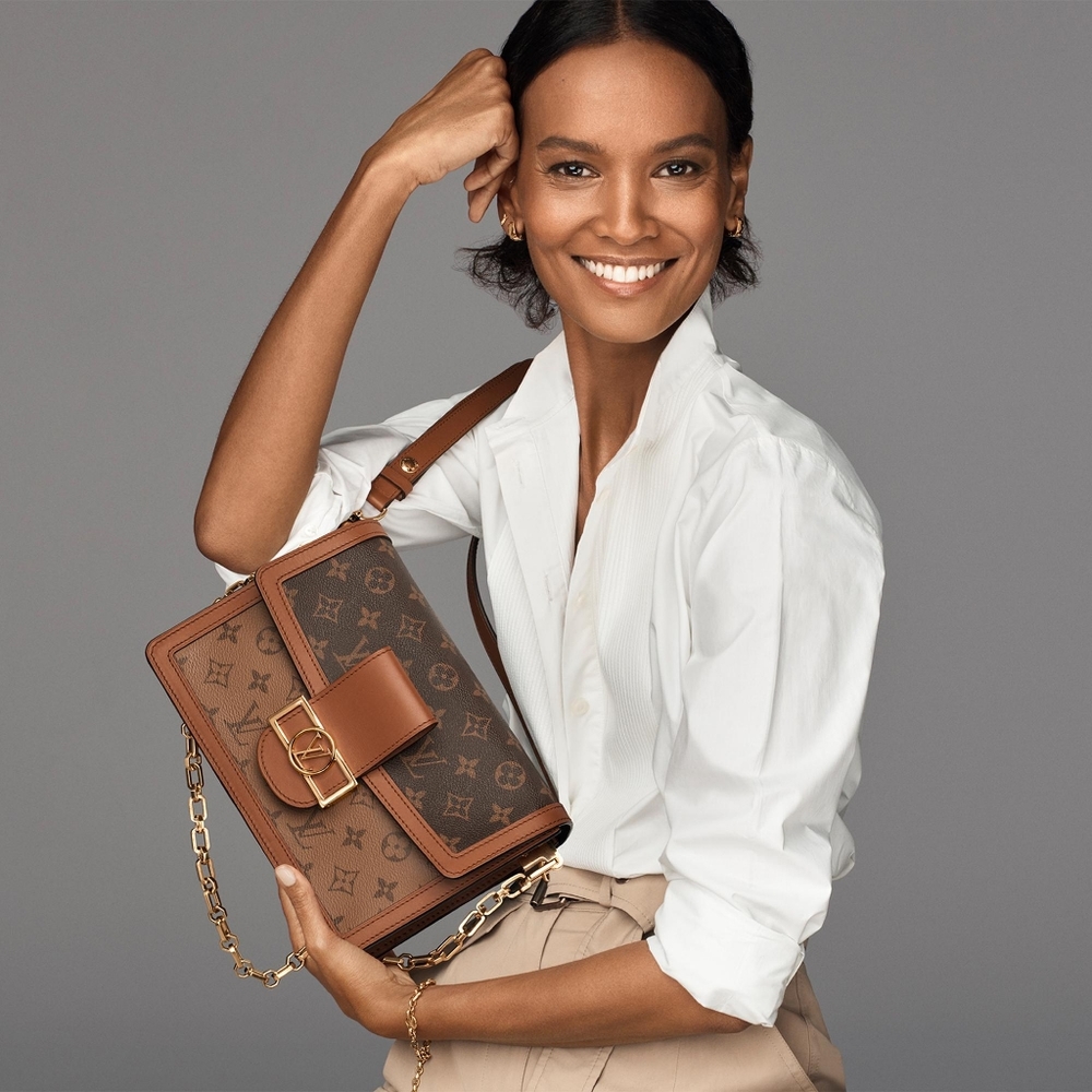 Louis Vuitton Brown Tan Shoulder Bag with Structured Design